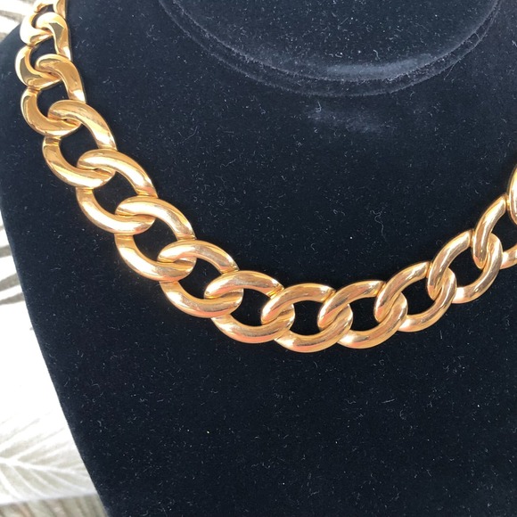 Vintage Napier Collar Necklace Gold Tone Chain Large Dramatic 1980s Signed Chunk - Picture 2 of 6